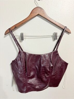 BOLD elements Burgundy Faux-Croc Cropped Camisole